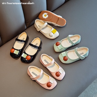 2022 ฤดูใบไม้ร่วงแฟชั่นใหม่สาวรองเท้าหนัง   Soft Sole Little Princess รองเท้า Candy รองเท้าเด็กรองเท้าเด็ก Peas Shoes