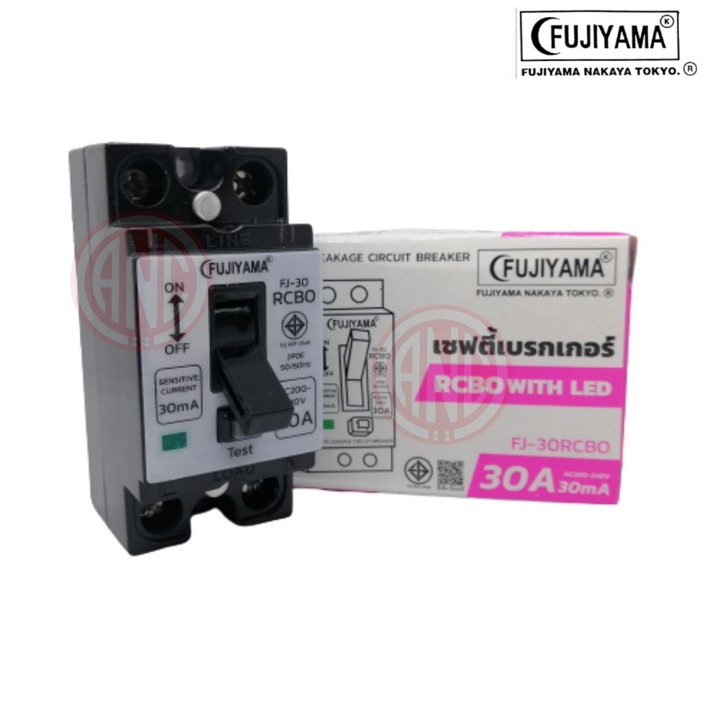 FUJIYAMA FJ-RCBO เซฟตี้เบรกเกอร์ กันดูด เบรกเกอร์ 2P 10A 15A 20A 30A SAFETY BREAKER RCBO WITH LED