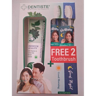 DENTISTE Nighttime Herbapeutic Free 2 Toothbrush 100ml. ของแท้100%