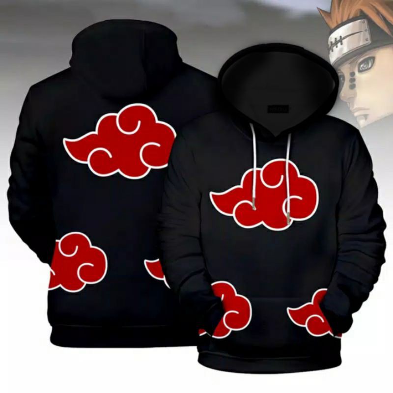 MERAH Just Jacket (S - 6XL) NARUTO AKATSUKI แจ็คเก็ตขนาดใหญ่ Hoodie อะนิเมะ Cloud Zip Hoodie การ์ตูน