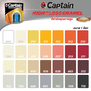 สีน้ำมัน ชุดที่ 1 Captain High Gloss สีเคลือบเงา เหล็ก ไม้ แห้งไว ป้องกันสนิม ขนาด 1 ลิตร สีทาเหล็ก สีทาไม้ สีกันสนิม