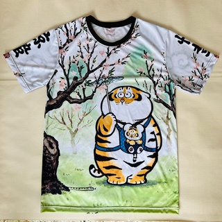 เสื้อยืดลายเสือนอนกินใต้ต้นซากุระ ลายใหม่ล่าสุด