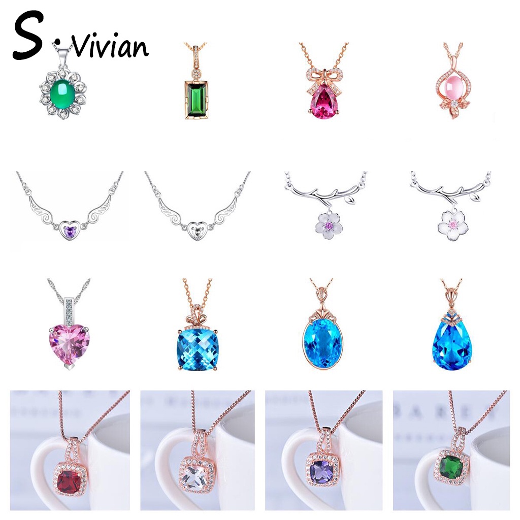 50 การออกแบบเงิน 92.5% จี้สำหรับชาย/หญิงดอกไม้, เพชรสีม่วง, เพชรสีแดง, เพชรสีฟ้า, เครื่องประดับแฟชั่นมรกต