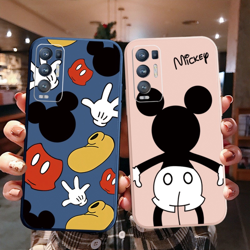 เคสโทรศัพท์มือถือ ขอบสี่เหลี่ยม ลายการ์ตูนมิกกี้เมาส์น่ารัก สําหรับ OPPO Reno6 Z 5G Reno 5 Pro 4 3 Reno2 Z F A95 5G A76 A96 4G