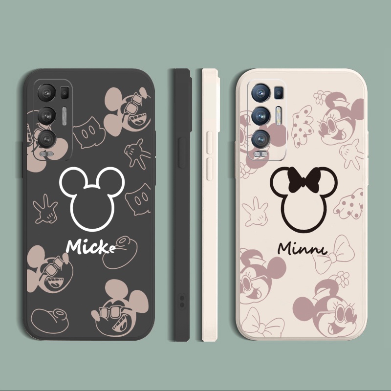 for OPPO Reno6 Z 5G Reno 5 Pro 4 4G 3 Reno2 Z F Drawing Minne Mickey Mouse Square Straight Edge Soft Silicone Cover Duable Phone Case
