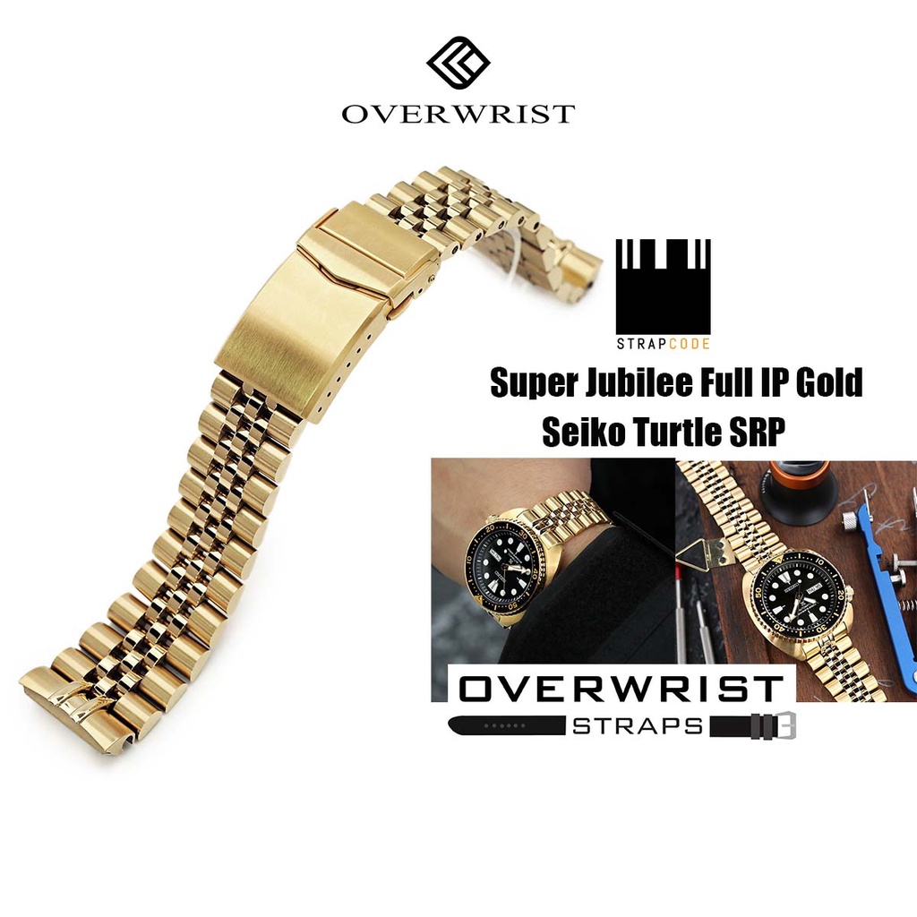 สายนาฬิกา strapcode super jubilee (Super-J Louis) Full IP Gold for Seiko Turtle