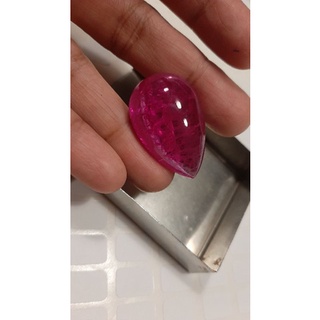 Pink ruby pear cabochan lab made weight 80 carats