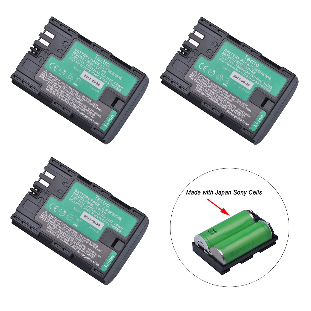 3Pcs LP-E6 LP-E6N High Quality Japan Cells Battery for Canon EOS 5DS 5D ...