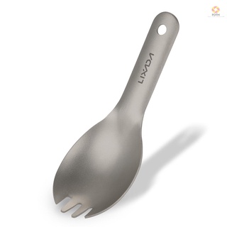 Fth Lixada ที่จับสั้น ไทเทเนียม Spork เบาพิเศษ เด็กทารก Spork กลางแจ้ง ตั้งแคมป์ ปิกนิก Flatware