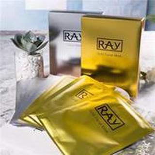 มาร์คหน้า RAY  Facial Mask เรย์ แผ่นมาร์คหน้า สีเงิน-สีทอง (1กล่อง10แผ่น)