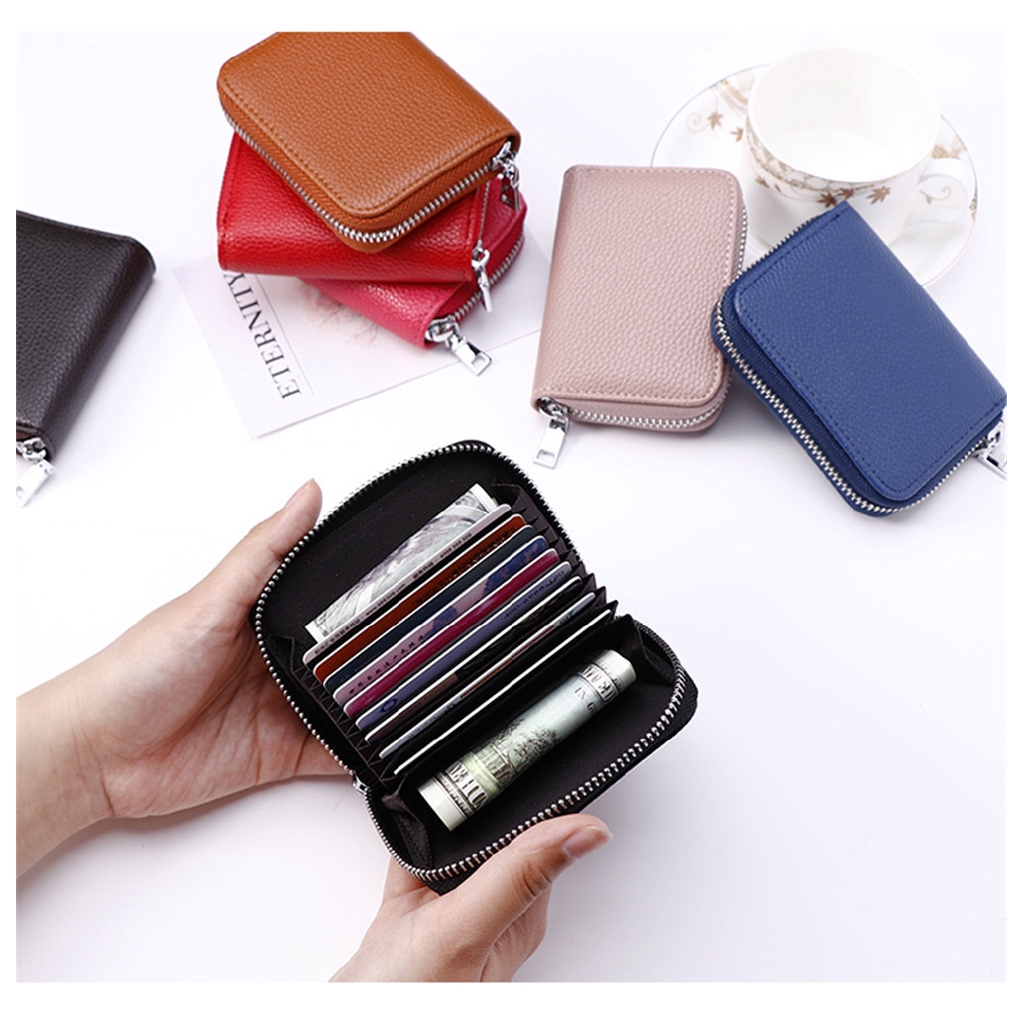 พร้อมส่ง กระเป๋าใส่บัตรเครดิต อเนกประสงค์ สีพื้น สำหรับผู้ชาย และผู้หญิง