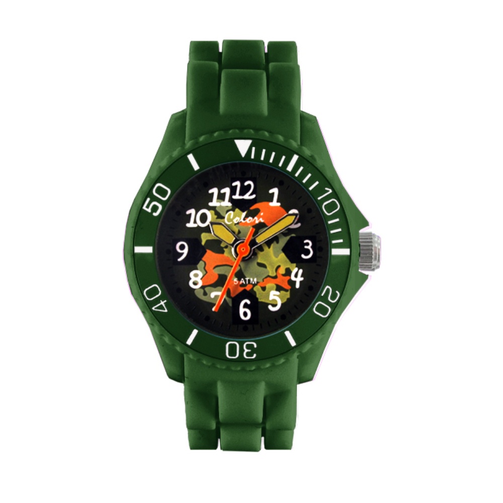 COLORI Kids Green Army Fashion Silicone Watch 30mm 5-CLK009