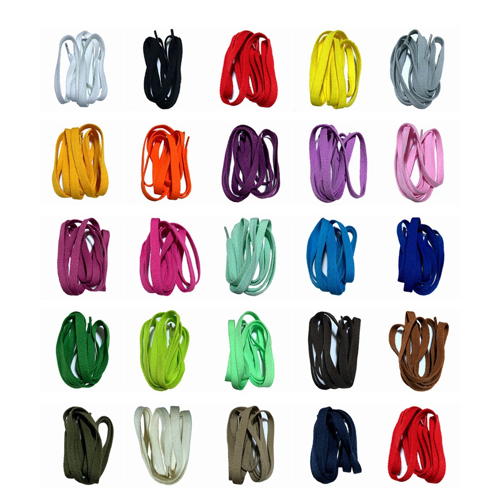 100 ซม.รองเท้าแบน Laces Boot Laces โพลีเอสเตอร์ Shoelaces กว้าง 0.8 ซม. 24 สีสําหรับ Choice