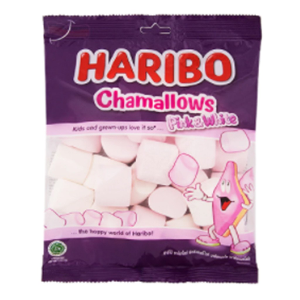 Haribo Chamallows Pink & White Marshmallow 70g. Candy Gummy ฮาริโบ้ชาร์มาโลว์พิ้งค์แอนไวท์มาร์ชแมลโล