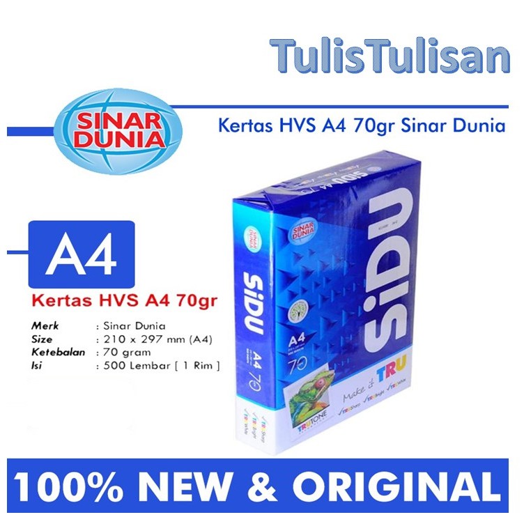 A4 70GRAM SIDU/ SINAR DUNIA HVS PAPER