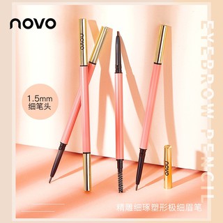 5382(ใหม่/แท้) novo eyebrow pencil ดินสอเขียนคิ้ว กันน้ำ ดินสอเขียนคิ้วแบบหมุน 2 in 1 มีแปรงปัดคิ้วในตัว