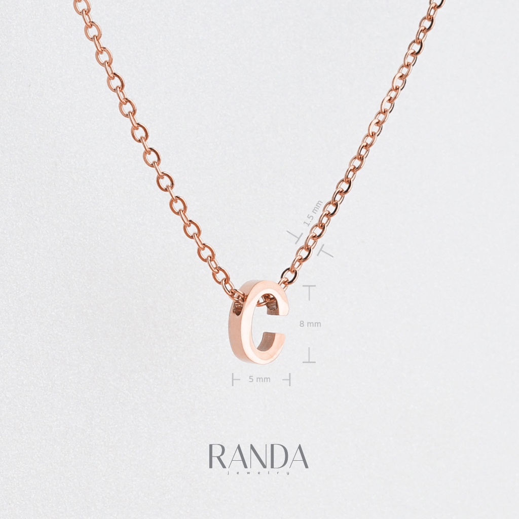 Randa สร้อยคอตัวอักษร สีพิ้งโกล ตัวพิมพ์ใหญ่ A-M สแตนเลส เลือกความยาว DIY มินิมอล ไม่ลอกไม่ดำ ลงทะเล โดนน้ำหอมได้ ราคา ถูกที่สุด ดีลบีเคเค แกลเลอรีภาพที่ 3