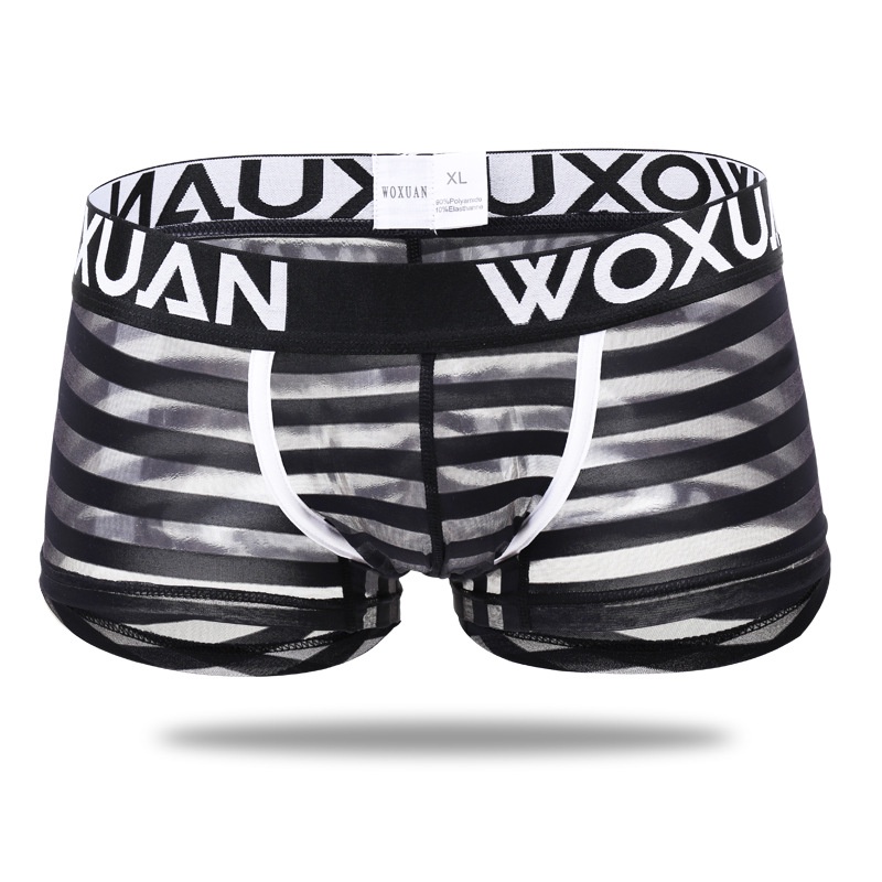 Hot Sexy Striped Men's Mesh Boxers Low Waist Ultra-thin Sexy Breathable Mens Underwear Panties #4