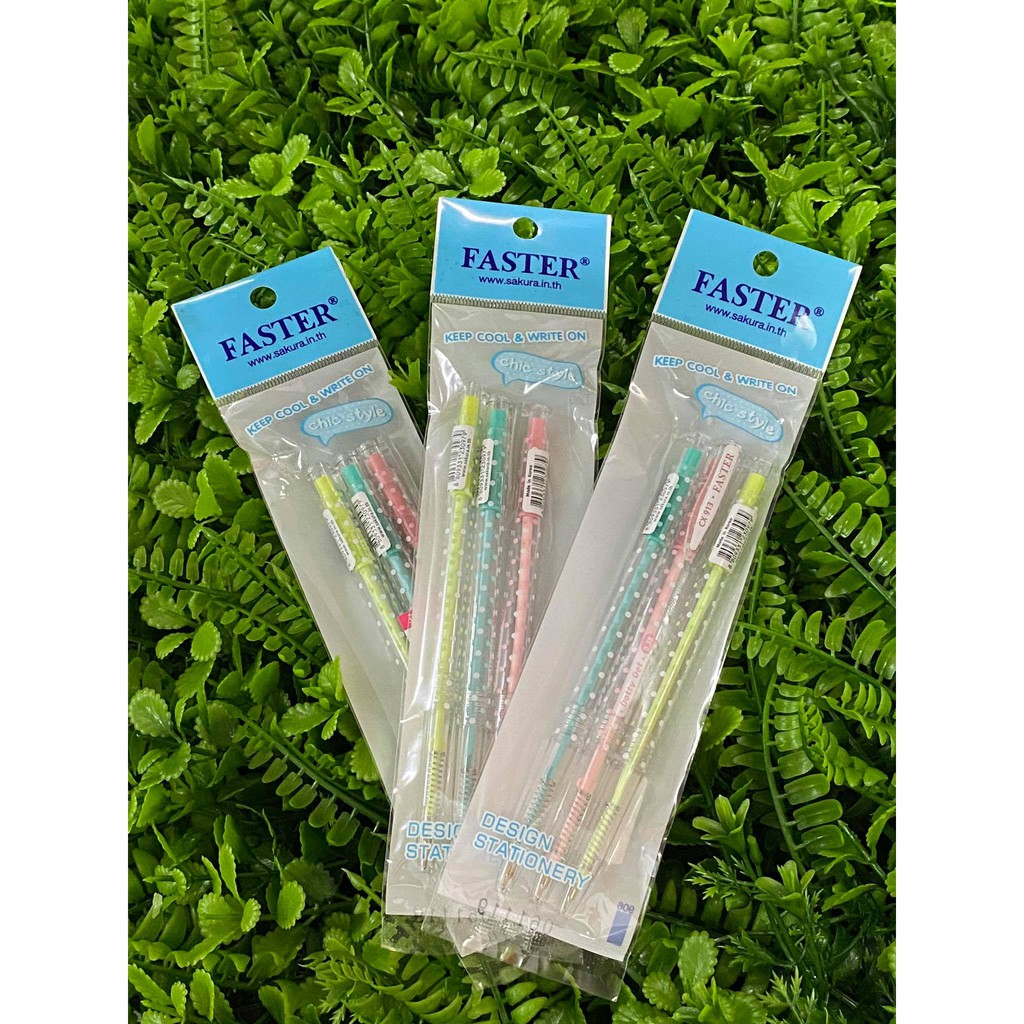 Faster(ฟาสเตอร์) ปากกาลูกลื่นด๊อทตี้ ดอท 0.38 FASTER รหัส CX913 (ชุด3แท่ง)