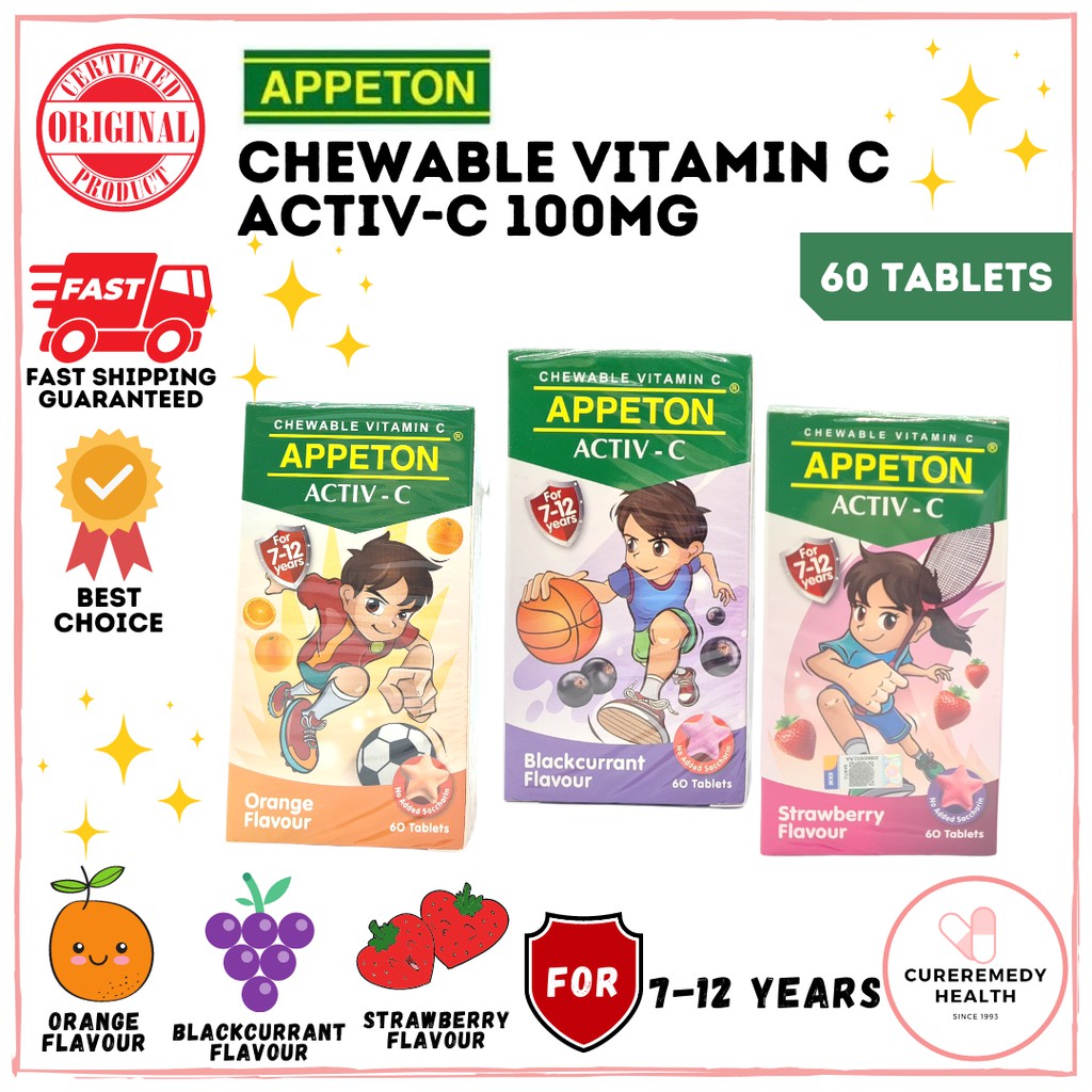 APPETON CHEWABLE VITAMIN C ACTIVC (7 12 YEARS OLD) ALL FAVOURS RvxC