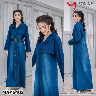 แม๊กซี่เดรสยีนส์ Maxi Dress jeans Leonine MAY6403 แซกยีนส์ยาว  เดรสยีนส์ยาว เดรสยีนส์ ชุดยีนส์แฟชั่น ชุดเดรส