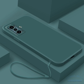 Xiaomi Poco F4 GT F4GT เคสยางซิลิโคนเหลว ขอบตรง + สายคล้อง เคลือบด้าน TPU เคสกันกระแทก