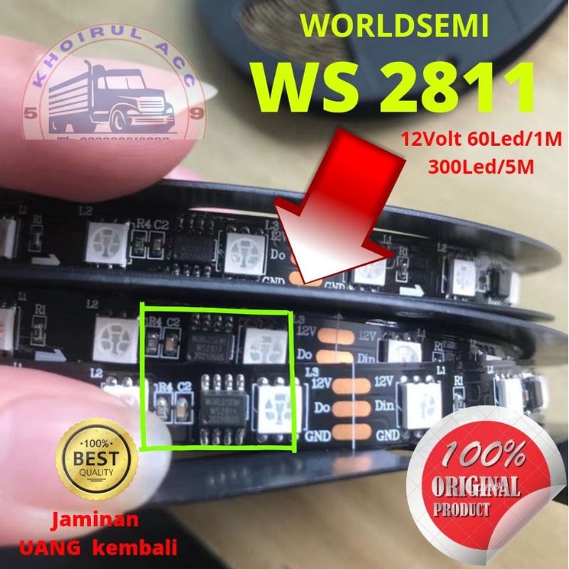 Worldsemi Ws2811 12V วัสดุแฟลชกระจก LED แน่น