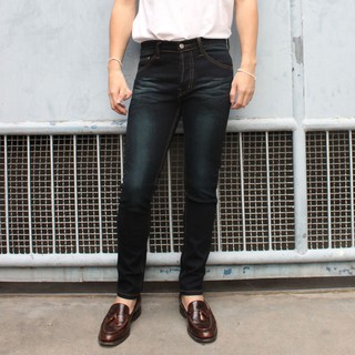 Golden Zebra Jeans กางเกงยีนส์พ่นเขียวด่าง ผ้ายืดขาเดฟ