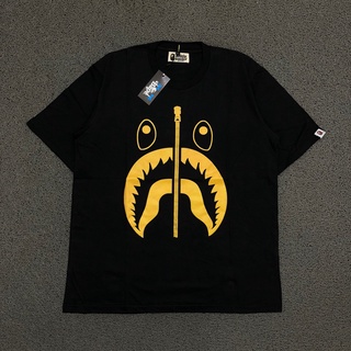 A BATHING APE Kaos เสื้อยืด แขนสั้น พิมพ์ลายฉลาม APE สีดํา ของแท้ สําหรับอาบน้ํา