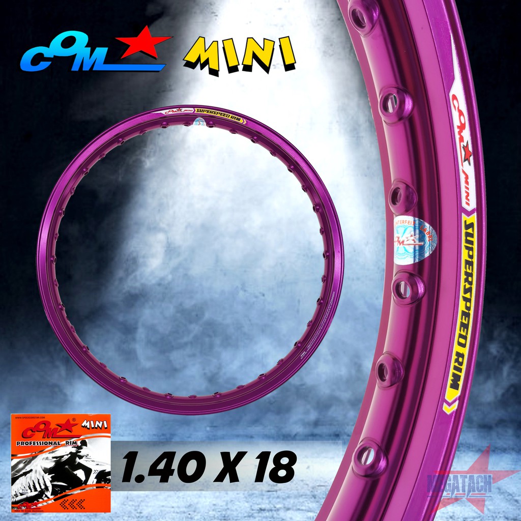 ล้อ COM MINI 1.40 X 18 ทรงเรซซิ่ง ขอบยก จำนวน 1 วง มีให้เลือกหลายสี ล้อคอม มินิ ขอบยก ขนาด 1.40 ขอบ 