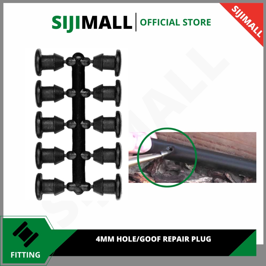 10 ชิ้นหลุม / goof ซ่อมปลั๊ก 4 มม. สําหรับ polipaip LDPE fertigasi ระบบรดน้ําชลประทาน