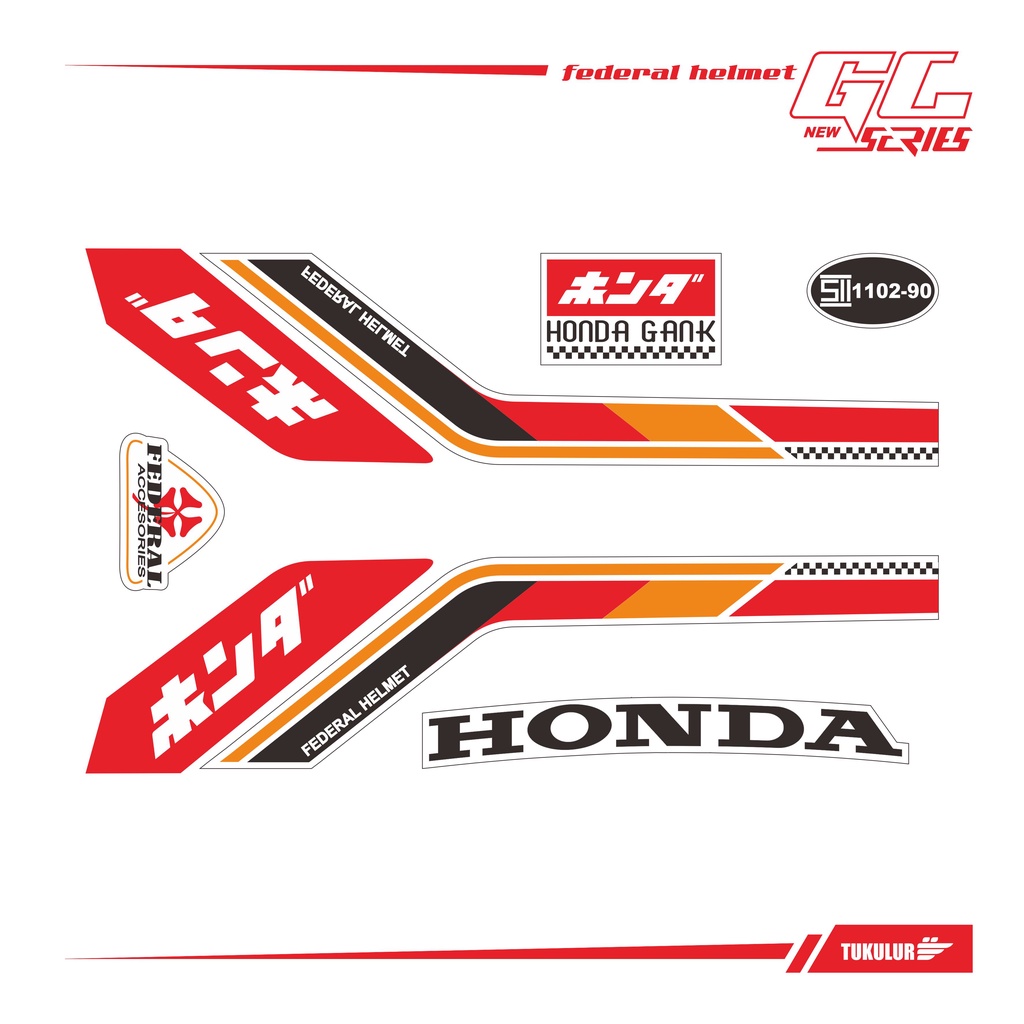 สติกเกอร์ติดหมวกกันน็อค Honda GANK GRAND RETRO CB GL C70 PRIMA STAR