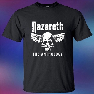 เสื้อยืดแขนสั้น พิมพ์ลาย Nazareth Antology Band Legend สีดํา สําหรับผู้ชาย QW246VB