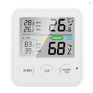 Joyday เครื่องวัดอุณหภูมิความชื้นดิจิทัล ความแม่นยําสูง หน้าจอ LCD ℃/℉ เครื่องวัดอุณหภูมิความชื้น อุณหภูมิสูงสุด 24 ชั่วโมง เปลี่ยนได้ สะดวกสบาย