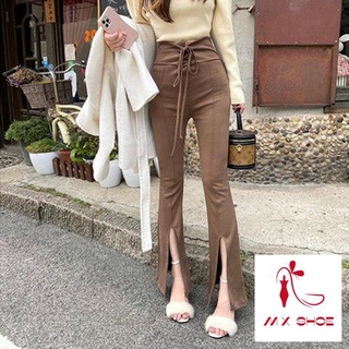 M &amp; X [Clearance] กางเกงขายาว ขาบาน เอวสูง ทรงสลิม ลําลอง แฟชั่นฤดูใบไม้ผลิ ฤดูใบไม้ร่วง สําหรับผู้หญิง