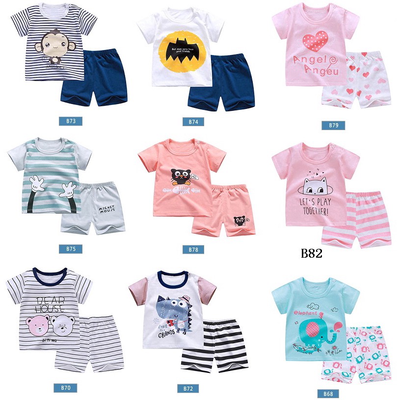 (LOCAL SELLER) Summer Boy Girl Baby Infant 2 Piece Short Sleeve Shirt and Pant Set - Set 2