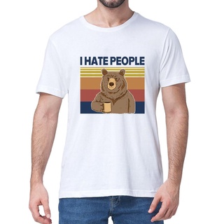 เสื้อยืดผ้าฝ้าย 100% พิมพ์ลาย I hate people สไตล์วินเทจ แฟชั่นฤดูร้อน สําหรับผู้ชาย