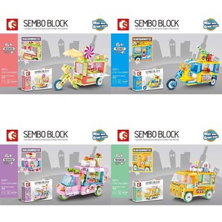 ตัวต่อ SEMBO BLOCK SD 601200-601203 ชุด Various Street Vendor Tricycles