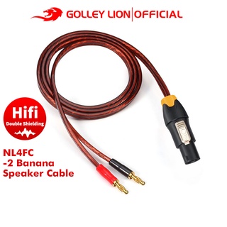 Golley LION สายเคเบิลลําโพงซับวูฟเฟอร์ NL4FC เป็น 2 Banana HiFi OFC สีน้ําตาลใส