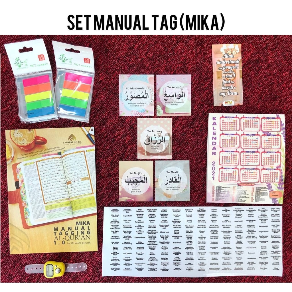 Manual Tagging Quran Mika 1.0 (168 Tagging) / Sahabat Enuur Sticker Quran Tag Nota Al-Quran Terjemah