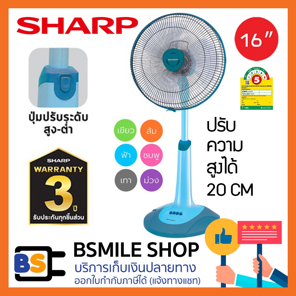 SHARP (รุ่นใหม่) พัดลมปรับระดับ PJ-SL165 ใบพัดขนาด 16 นิ้ว