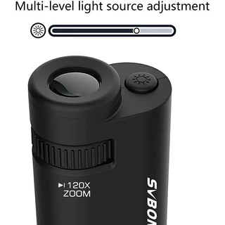 【ท้องถิ่น】SVBONY SV603 60-120x กล้องจุลทรรศน์การขยายแบบพกพาพร้อมความสว่าง LED การสํารวจทางวิทยาศาสตร์ชีวภาพ