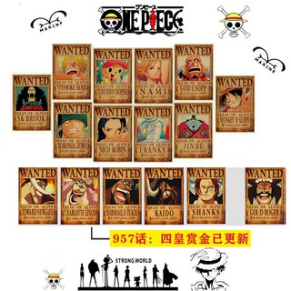 แต่งห้อง⌵ One Piece Wanted Poster 1.5 พันล้านกลุ่มหมวกฟางรางวัลสั่งซื้ออะนิเมะวอลล์เปเปอร์สติ๊กเกอร์ตกแต่งหอพัก