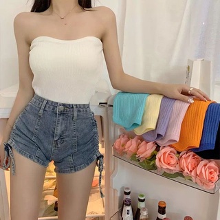 💛พร้อมส่ง💛เสื้อเกาะอกไหมพรม สุดเซ็กซี่ สีสวยไม่ซ้ำใคร  สายฝอแซ่บเวอร์