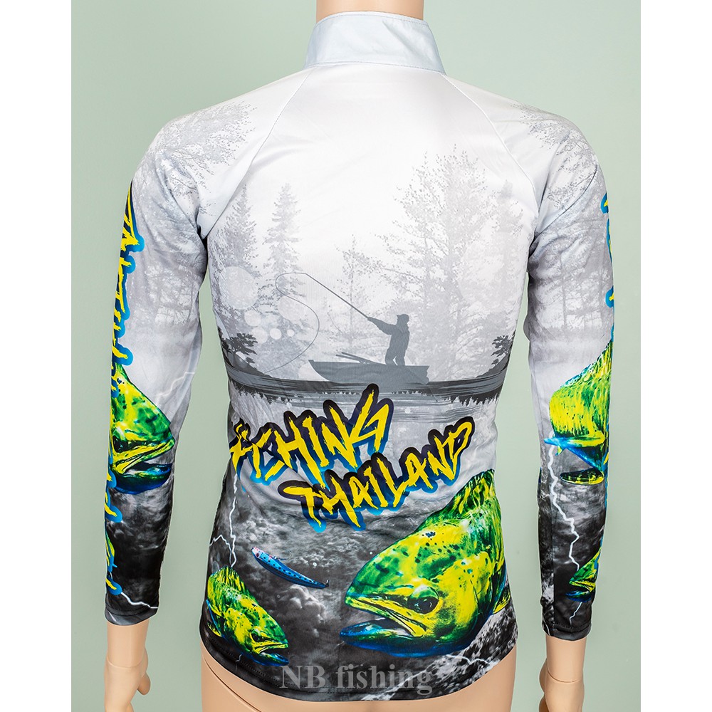 เสื้อตกปลา,ปั่นจักรยาน FU White Monster Fishing Thailand ป้องกันแสง UV - รูปที่ 3