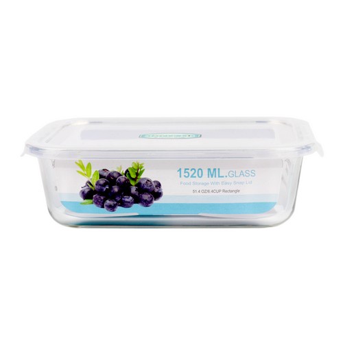 กล่องอาหารแกัวสี่เหลี่ยมจตุรัสSimPle Lid # 1520 ML ซุปเปอร์ล็อค super lock 6390