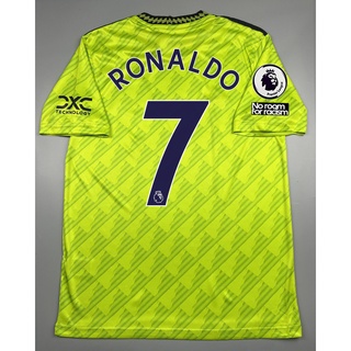 เสื้อบอล แฟนบอล แมนยู เยือนสาม 2022-23 Man U Third พร้อมเบอร์ชื่อ 7 RONALDO อาร์ม พรีเมียร์ลีค ครบชุด 2022