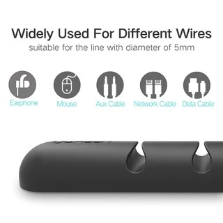 UGREEN ยูกรีน ที่เก็บสายเคเบิลเดสก์ท็อปสีดําออกแบบคลิป 7 ชิ้น, ที่ยึดการจัดการสายไฟอเนกประสงค์ 2 แพ็คสําหรับการจัดเก็บสายไฟโต๊ะทํางาน