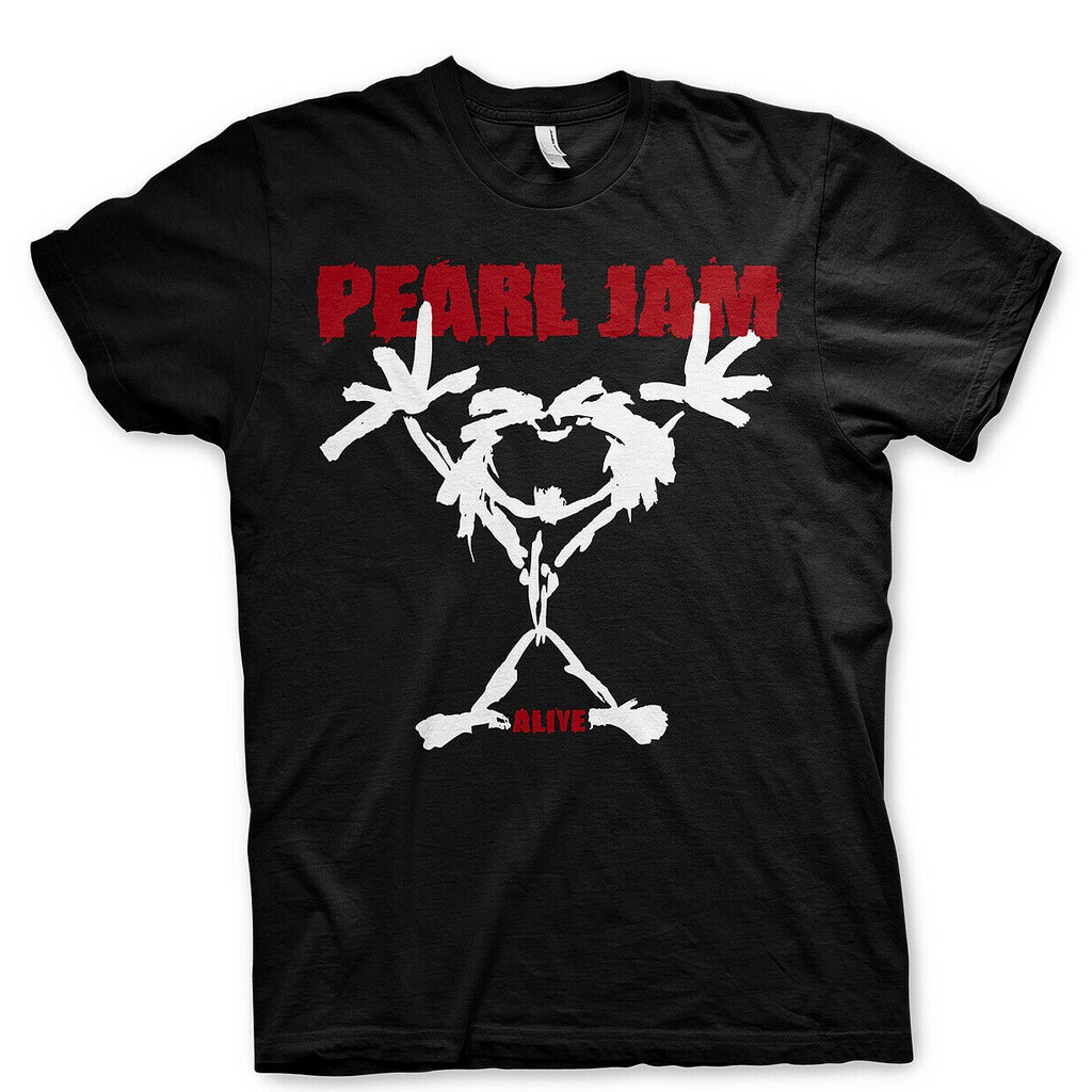 Pearl Jam Ten โลโก้ Eddie Vedder Rock Official Tee ชุดกีฬาผ้าฝ้าย 100% เสื้อยืดผู้ชายใหม่