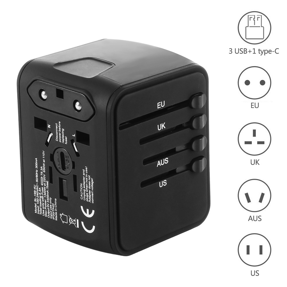 Fast charger Type-C 5V/3A Plus 3 USB Part 2.4A Universal Travel Adapter ...